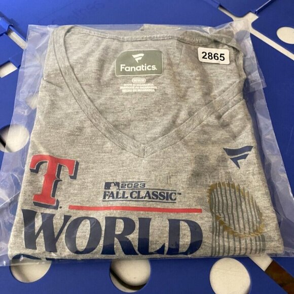 TEXAS RANGERS WORLD SERIES CHAMPIONS LOCKER ROOM T-SHIRT WOMENS MEDIUM V-NECK - Picture 9 of 10